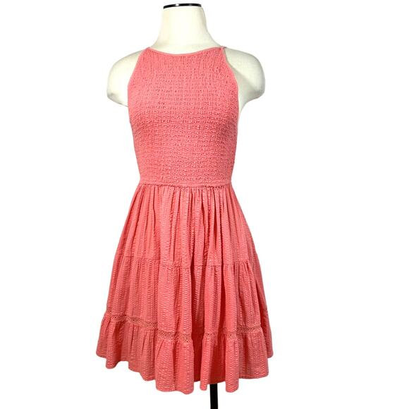 Zara Coral Pink Smocked Tiered Sleeveless Dress - Picture 1 of 9